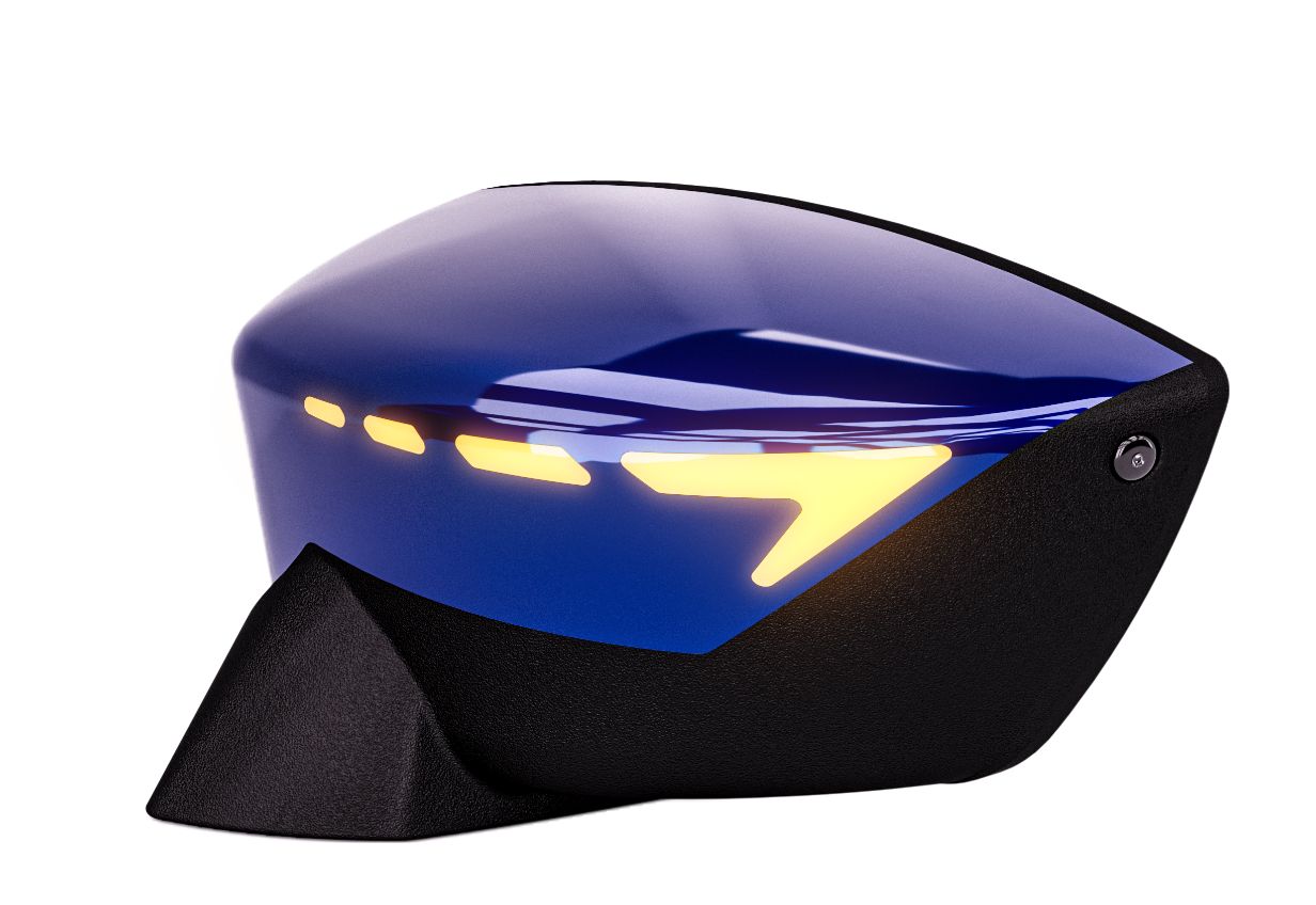 Final render of the redesigned mirror with dynamic LED indicator.